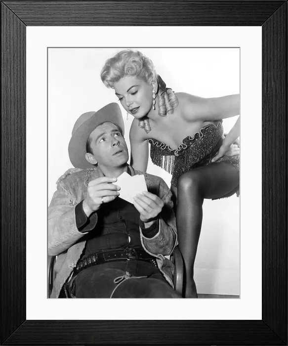 Framed Print : MAVERICK, from left, Jack Kelly, Barbara Nichols, The Third Rider, aired January 5, 1958