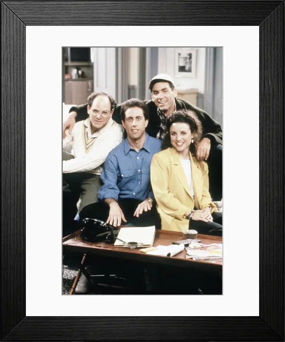 Framed Print : SEINFELD, from left: Jason Alexander, Jerry Seinfeld, Michael Richards, Julia Louis-Dreyfus, 1990-1998