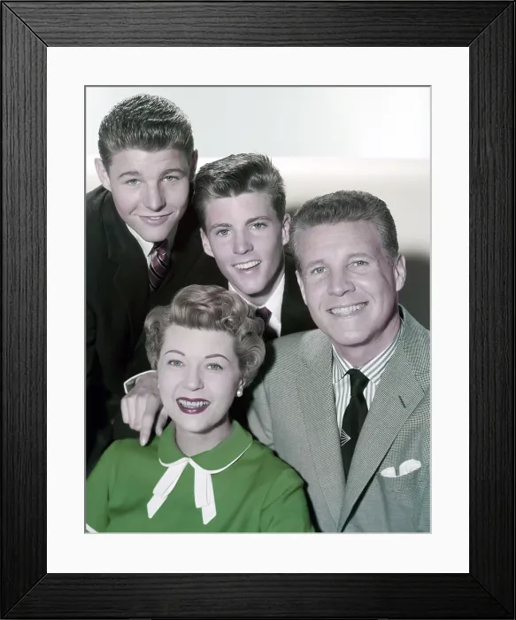 Framed Print : THE ADVENTURES OF OZZIE AND HARRIET, clockwise, from top down: David Nelson, Ricky Nelson, Ozzie Nelson, Harriet Nelson, (1950s), 1952-1966