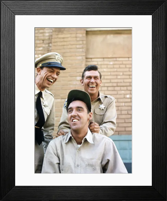 Framed Print : THE ANDY GRIFFITH SHOW, from left, Don Knotts, Jim Nabors, Andy Griffith, 1964