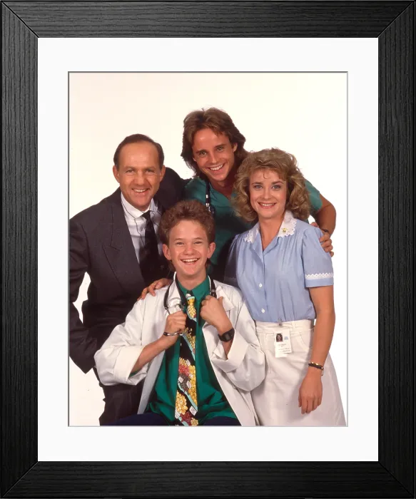 Framed Print : DOOGIE HOWSER, M.D. clockwise from front center: Neil Patrick Harris, Lawrence Pressman, Mitchell Anderson, Kathryn Layng, 1989-1993 Framed Print : DOOGIE HOWSER, M.D. clockwise from front center: Neil Patrick Harris, Lawrence Pressman, Mitchell Anderson, Kathryn Layng, 1989-1993