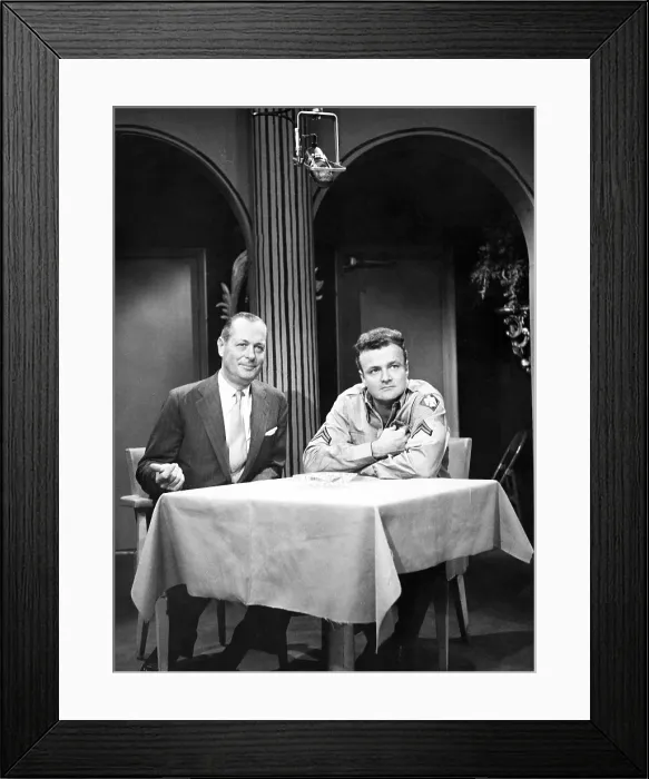 Framed Print : ROBERT MONTGOMERY PRESENTS, from left: Robert Montgomery (host), Brian Keith in Week-End Pass, (Season 5, ep 511, aired November 9, 1953), 1950-1957
