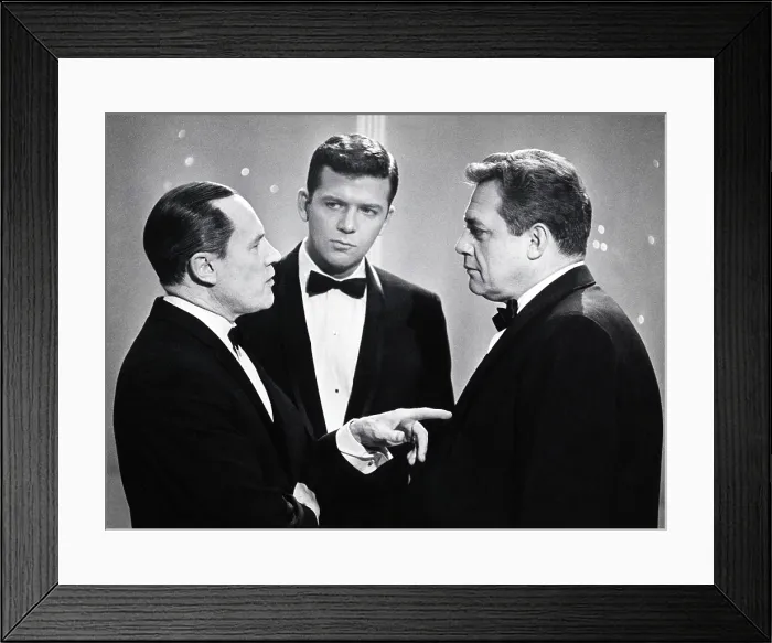 Framed Print : From left: E.G. Marshall, Robert Reed, Raymod Burr, TV special, circa 1970s Framed Print : From left: E.G. Marshall, Robert Reed, Raymod Burr, TV special, circa 1970s