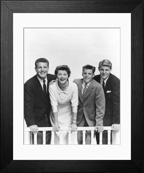 Framed Print : THE ADVENTURES OF OZZIE AND HARRIET, from left: Ozzie Nelson, Harriet Nelson, Ricky Nelson, David Nelson, (Season 2, 1953-1954), 1952-1966