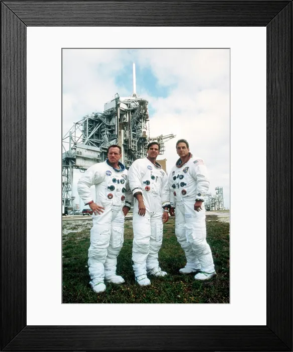 Framed Print : FROM THE EARTH TO THE MOON, from left, Fredric Lehne, John Mese, Mark Harmon, 1998