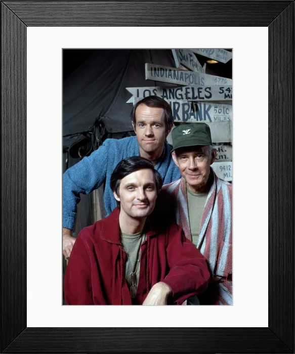 Framed Print : MASH, (aka M*A*S*H*), from top down: Mike Farrell, Henry Morgan, Alan Alda, (1975), 1972-1983