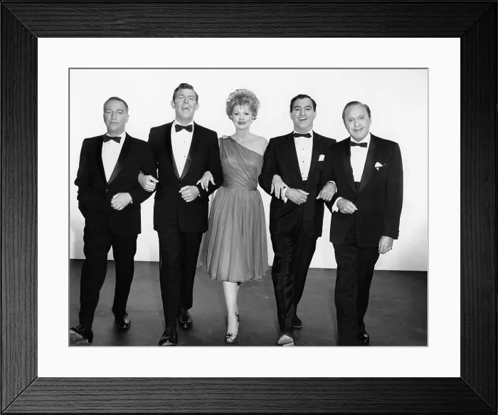 Framed Print : OPENING NIGHT, from left, Garry Moore, Andy Griffith, Lucille Ball, Danny Thomas, Jack Benny, aired September 24, 1962 Framed Print : OPENING NIGHT, from left, Garry Moore, Andy Griffith, Lucille Ball, Danny Thomas, Jack Benny, aired September 24, 1962