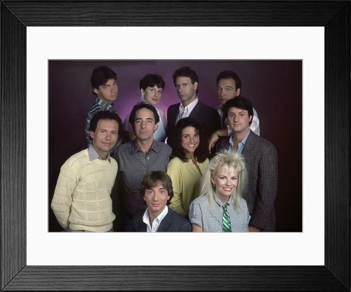 Framed Print : SATURDAY NIGHT LIVE, back from left: Rich Hall, Mary Gross, Christopher Guest, Jim Belushi; middle row: Billy Crystal, Harry Shearer, Julia Louis-Dreyfus Framed Print : SATURDAY NIGHT LIVE, back from left: Rich Hall, Mary Gross, Christopher Guest, Jim Belushi; middle row: Billy Crystal, Harry Shearer, Julia Louis-Dreyfus