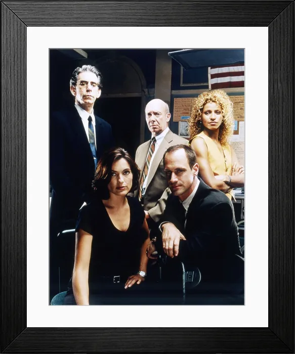 Framed Print : LAW & ORDER: SPECIAL VICTIMS UNIT, (aka LAW & ORDER: SVU), clockwise from upper left: Richard Belzer, Dann Florek, Melissa Hurd, Christopher Meloni, Mariska Hargitay, (1999) Framed Print : LAW & ORDER: SPECIAL VICTIMS UNIT, (aka LAW & ORDER: SVU), clockwise from upper left: Richard Belzer, Dann Florek, Melissa Hurd, Christopher Meloni, Mariska Hargitay, (1999)