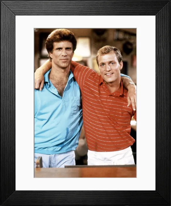 Framed Print : CHEERS, from left, Ted Danson, Woody Harrelson, 1982-93 (1987 photo)