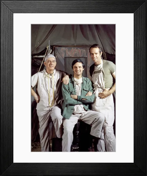 Framed Print : MASH, (aka M*A*S*H*), from left, Harry Morgan, Alan Alda, Mike Farrell, (1975), 1972-1983 Framed Print : MASH, (aka M*A*S*H*), from left, Harry Morgan, Alan Alda, Mike Farrell, (1975), 1972-1983