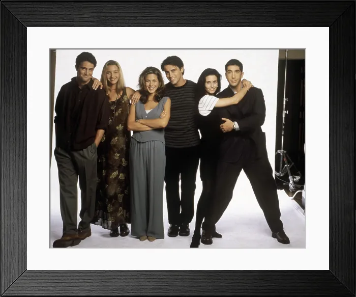 Framed Print : FRIENDS, cast photo, from left: Matthew Perry, Lisa Kudrow, Jennifer Anison, Matt LeBlanc, Courteney Cox, David Schwimmer, (1995), 1994-2004