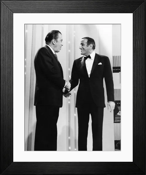 Framed Print : THE ED SULLIVAN SHOW, (aka TALK OF THE TOWN), from left: Ed Sullivan (host), Tony Bennett, (ca. 1960s), 1948-1971