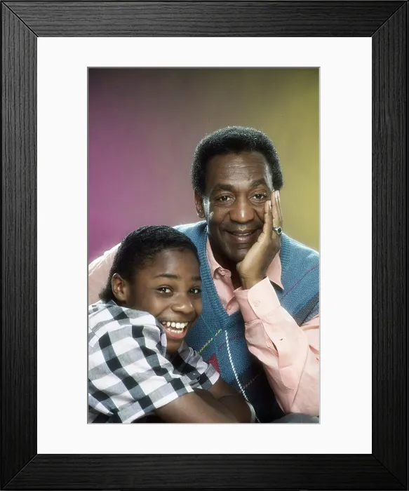 Framed Print : THE COSBY SHOW, from left, Malcolm-Jamal Warner, Bill Cosby, 1984-92
