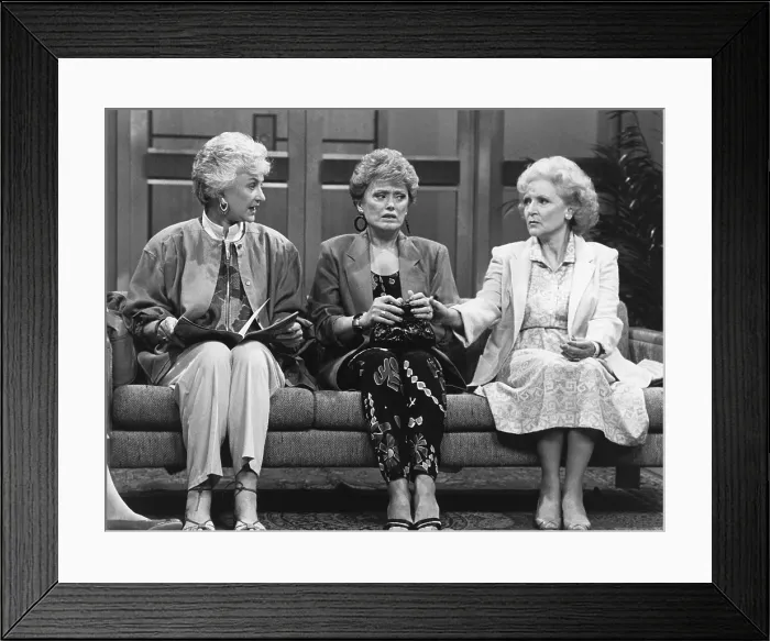 Framed Print : THE GOLDEN GIRLS, from left, Bea Arthur, Rue McClanahan, Betty White, End of the Curse (season 2, aired September 27, 1986), 1985-92 Framed Print : THE GOLDEN GIRLS, from left, Bea Arthur, Rue McClanahan, Betty White, End of the Curse (season 2, aired September 27, 1986), 1985-92