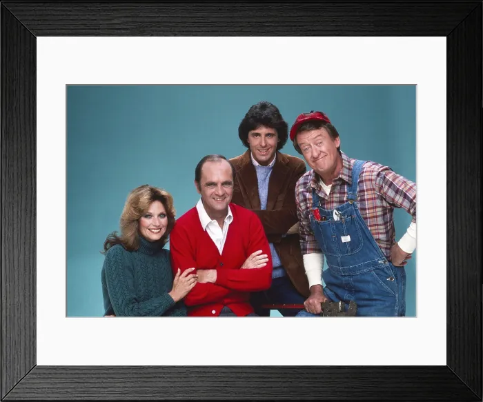 Framed Print : NEWHART, from left, Mary Frann, Bob Newhart, Steven Kampmann, Tom Poston, 1982-90 (1982 photo)
