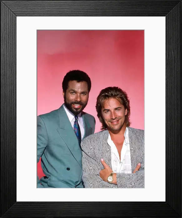 Framed Print : MIAMI VICE, from left: Philip Michael Thomas, Don Johnson (1987), 1984-1989