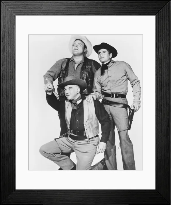 Framed Print : BONANZA, clockwise from bottom: Lorne Greene, Dan Blocker, Michael Landon, (ca. post 1965), 1959-1973