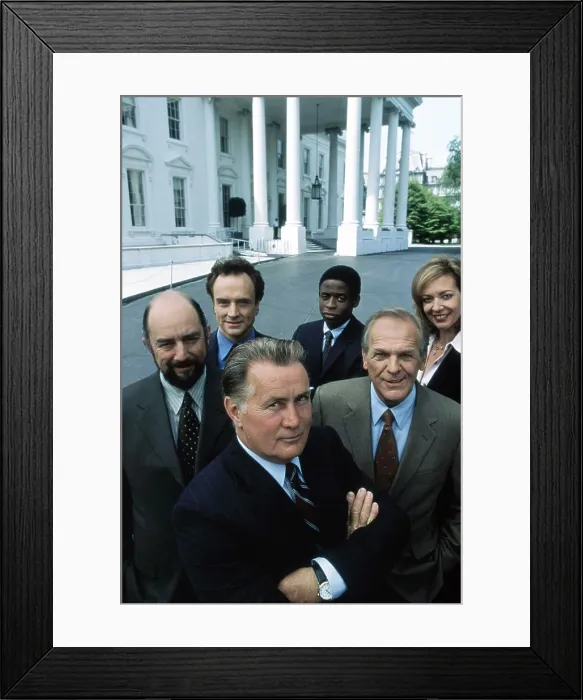 Framed Print : THE WEST WING, clockwise, from center front: Martin Sheen, Richard Schiff, Bradley Whitford, Dule Hill, Allison Janney, John Spencer, (2000) 1999-2006 Framed Print : THE WEST WING, clockwise, from center front: Martin Sheen, Richard Schiff, Bradley Whitford, Dule Hill, Allison Janney, John Spencer, (2000) 1999-2006