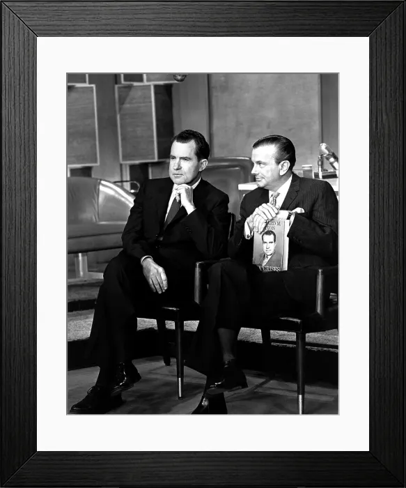 Framed Print : THE TONIGHT SHOW STARRNG JACK PAAR, from left, Richard Nixon (plugging his book Six Crises'), Jack Paar, 1962