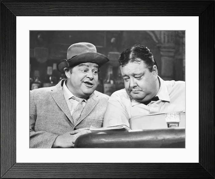 Framed Print : JACKIE GLEASON: AMERICAN SCENE MAGAZINE, from left: Frank Fontaine (as Crazy Guggenheim), Jackie Gleason (as Joe the Bartender), 1962-1966 Framed Print : JACKIE GLEASON: AMERICAN SCENE MAGAZINE, from left: Frank Fontaine (as Crazy Guggenheim), Jackie Gleason (as Joe the Bartender), 1962-1966