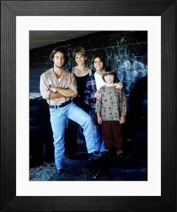 Framed Print : BROTHERLY LOVE, from left, Joey Lawrence, Melinda Culea, Matthew Lawrence, Andrew Lawrence, 1995-97