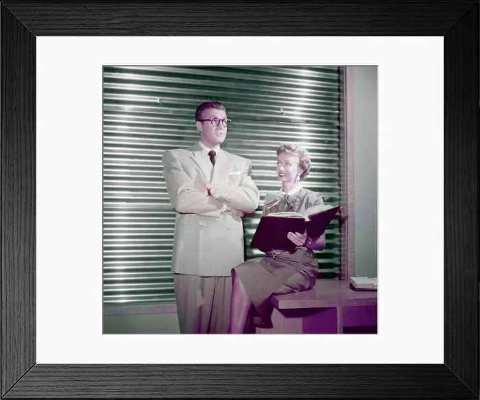 Framed Print : THE ADVENTURES OF SUPERMAN, from left: George Reeves (as Clark Kent), Noel Neill, 1953