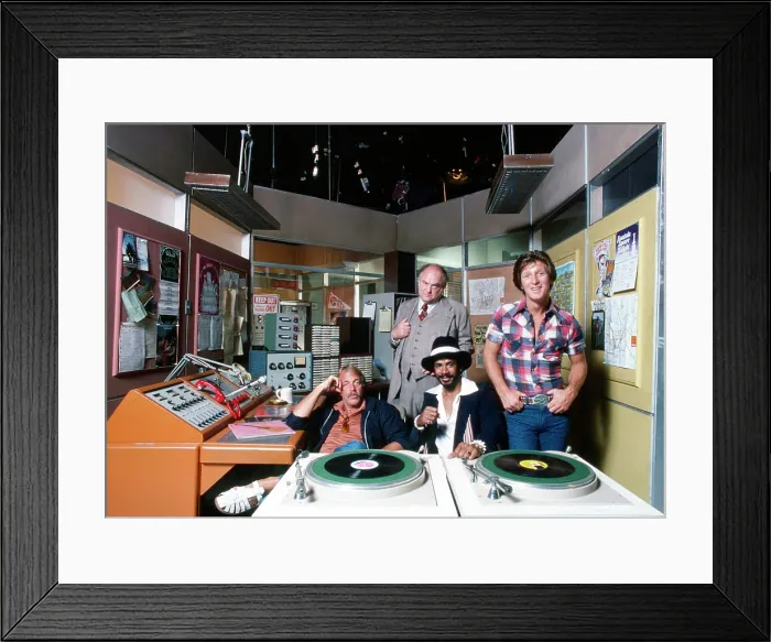 Framed Print : WKRP IN CINCINNATI, (clockwise from upper left) Gordon Jump, Gary Sandy, Tim Reid, Howard Hesseman, 1978-1982 Framed Print : WKRP IN CINCINNATI, (clockwise from upper left) Gordon Jump, Gary Sandy, Tim Reid, Howard Hesseman, 1978-1982
