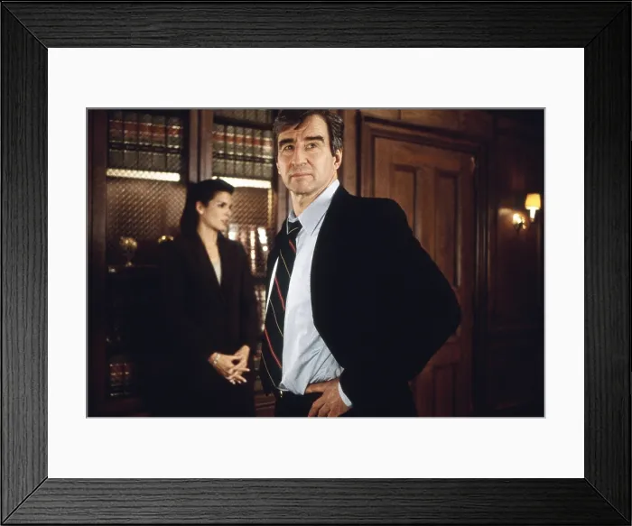 Framed Print : LAW & ORDER, from left: Angie Harmon (in background), Sam Waterston, Venom, (Season 9, episode 907, aired November 18, 1997), 1990-2010