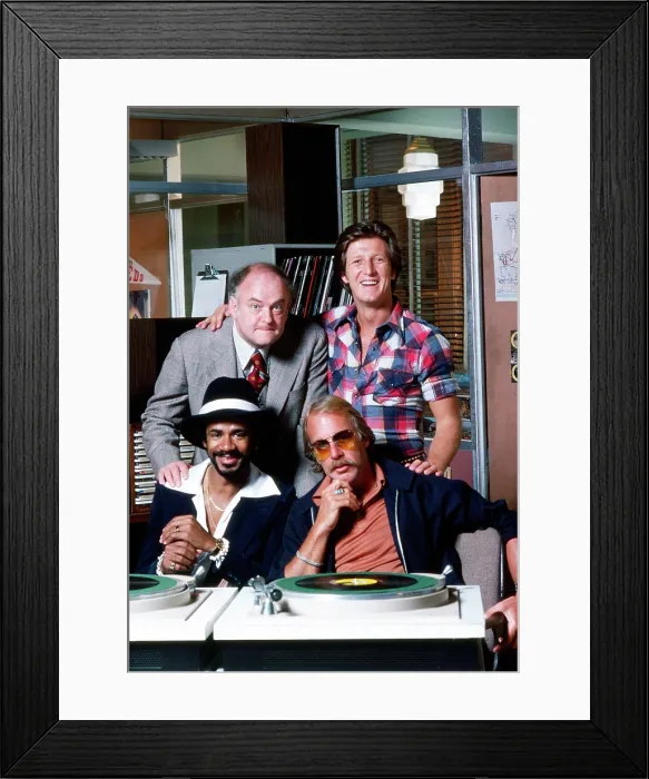 Framed Print : WKRP IN CINCINNATI, (clockwise from upper left) Gordon Jump, Gary Sandy, Howard Hesseman, Tim Reid, 1978-1982 Framed Print : WKRP IN CINCINNATI, (clockwise from upper left) Gordon Jump, Gary Sandy, Howard Hesseman, Tim Reid, 1978-1982