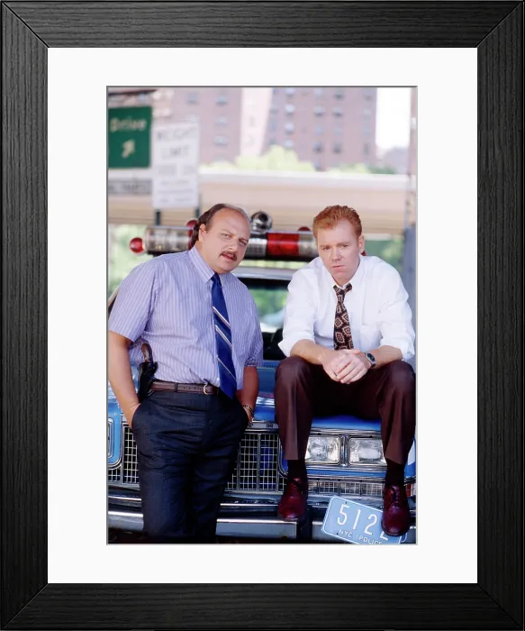 Framed Print : NYPD BLUE, from left, Dennis Franz, David Caruso, 1993-2005 (1993 photo)