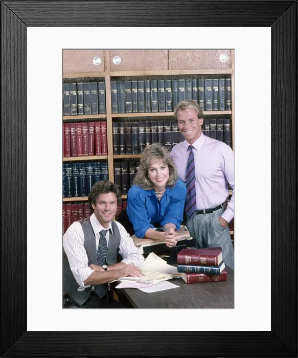 Framed Print : L.A. LAW, from left, Harry Hamlin, Jill Eikenberry, Corbin Bernsen, 1986-94 (ca. 1986 photo) Framed Print : L.A. LAW, from left, Harry Hamlin, Jill Eikenberry, Corbin Bernsen, 1986-94 (ca. 1986 photo)