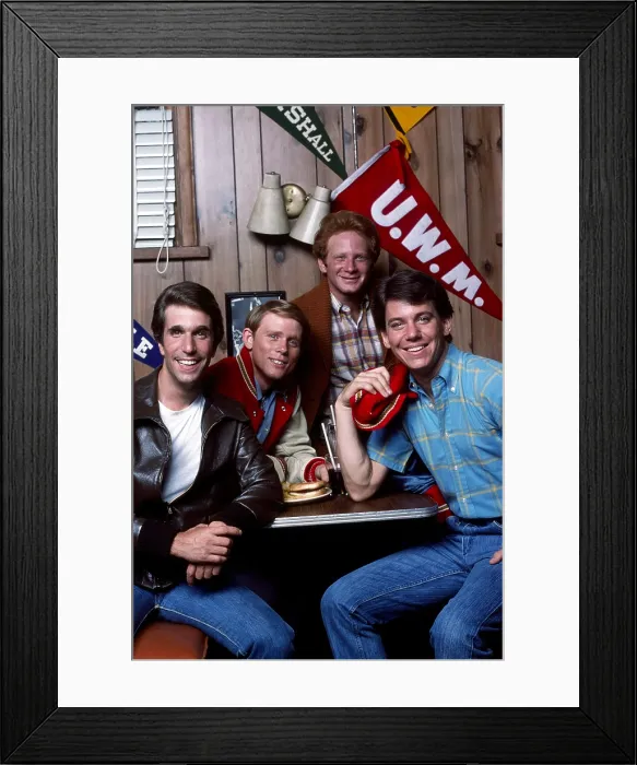 Framed Print : HAPPY DAYS, from left, Henry Winkler, Ron Howard, Don Most, Anson Williams, 1974-84 (1977 photo)