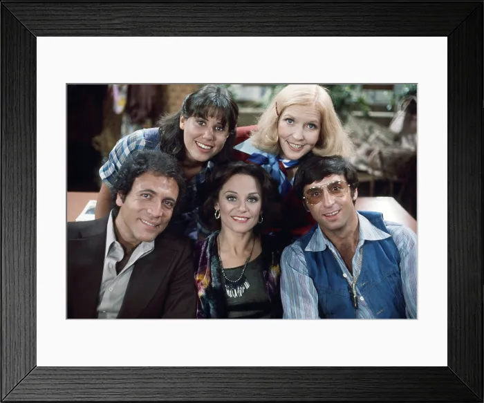 Framed Print : RHODA, clockwise from top left, Julie Kavner, Anne Meara, Ron Silver, Valerie Harper, David Groh, 1974-78 (1976 photo)