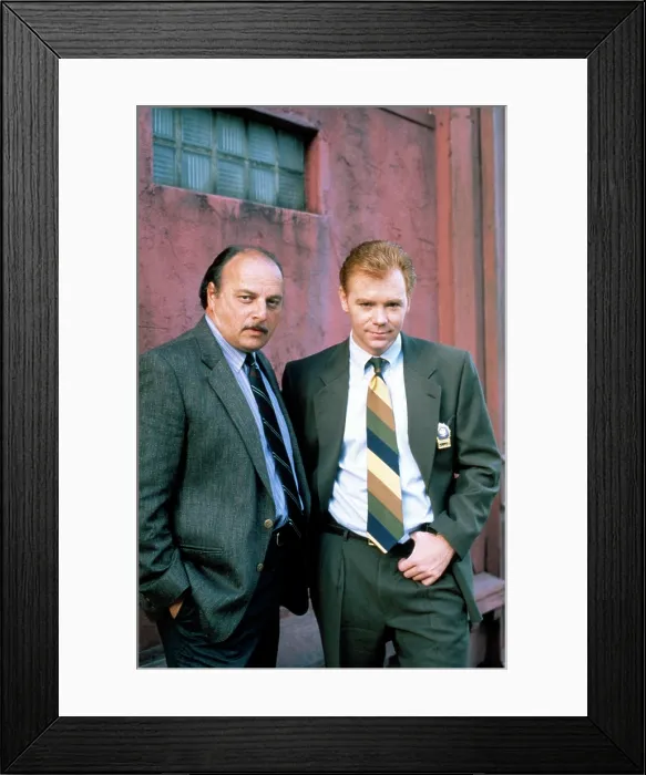 Framed Print : NYPD BLUE, from left, Dennis Franz, David Caruso, 1993-2005 (1993 photo) Framed Print : NYPD BLUE, from left, Dennis Franz, David Caruso, 1993-2005 (1993 photo)