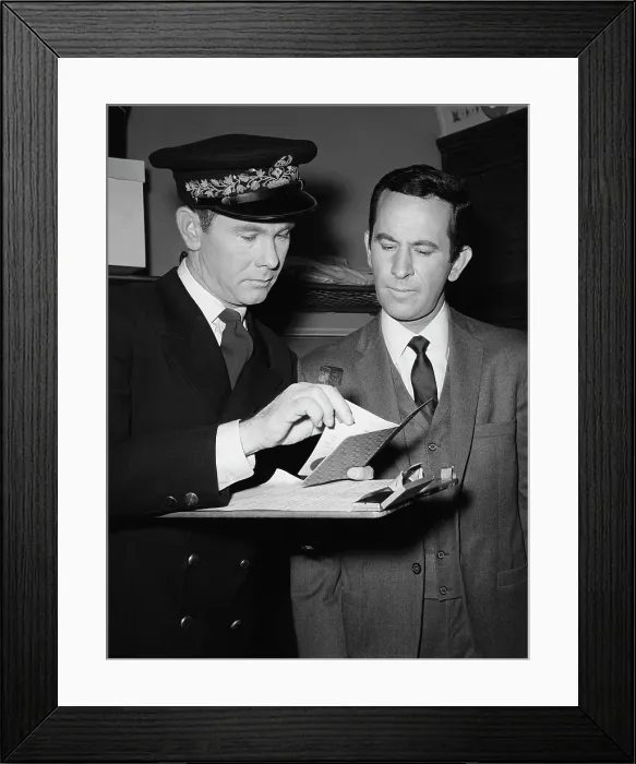 Framed Print : GET SMART, from left: Johnny Carson, Don Adams, Aboard the Orient Express, (Season 1, episode 113, aired December 11, 1965), 1965-1970 Framed Print : GET SMART, from left: Johnny Carson, Don Adams, Aboard the Orient Express, (Season 1, episode 113, aired December 11, 1965), 1965-1970