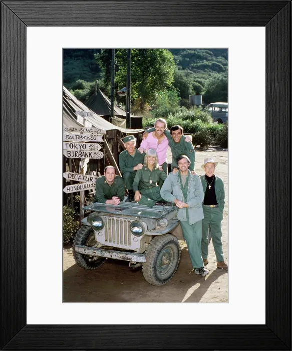 Framed Print : MASH, (aka M*A*S*H*), clockwise from lower left: David Ogden Stiers, Harry Morgan, Mike Farrell, Jamie Farr, William Christopher, Alan Alda, Loretta Swit, (1982), 1972-1983