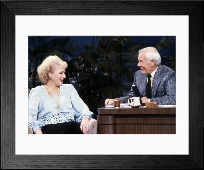 Framed Print : THE TONIGHT SHOW STARRING JOHNNY CARSON, from left: Betty White, Johnny Carson, (aired October 7, 1987), 1962-1992 Framed Print : THE TONIGHT SHOW STARRING JOHNNY CARSON, from left: Betty White, Johnny Carson, (aired October 7, 1987), 1962-1992