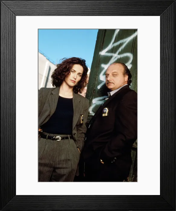 Framed Print : NYPD BLUE, from left, Kim Delaney, Dennis Franz, 1993-2005 (1995 photo) Framed Print : NYPD BLUE, from left, Kim Delaney, Dennis Franz, 1993-2005 (1995 photo)