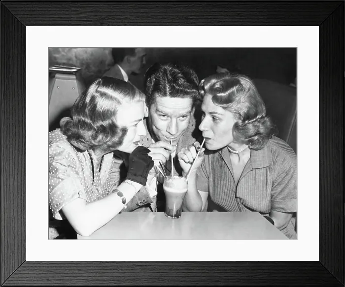 Framed Print : YOUR HIT PARADE, from left: Dorothy Collins, Snooky Lanson, Eileen Wilson, sharing ice cream soda, (1953), 1950-1959