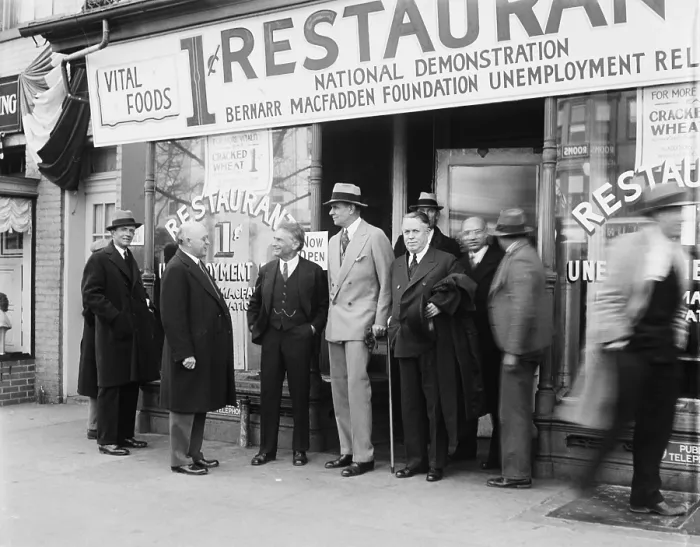 Framed Print : 1 CENT RESTAURANT of the Bernarr MacFadden Foundation for Unemployment Relief. 1932-33 in Washington, D.C. during the Great Depression