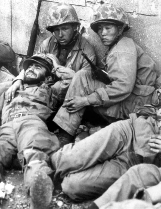Framed Print : 10 / 01 / 50--SOUTH KOREA: During heavy fighting, U.S. Marines snatch a moment's rest behind a wall in the streets of Seoul.. Courtesy: CSU Archives / Everett Collection Framed Print : 10 / 01 / 50--SOUTH KOREA: During heavy fighting, U.S. Marines snatch a moment's rest behind a wall in the streets of Seoul.. Courtesy: CSU Archives / Everett Collection