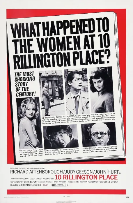 Framed Print : 10 RILLINGTON PLACE, US poster art, bottom from left: Judy Geeson, Pat Heywood, Richard Attenborough; top from left: Richard Attenborough, John Hurt, Isobel Black, 1971