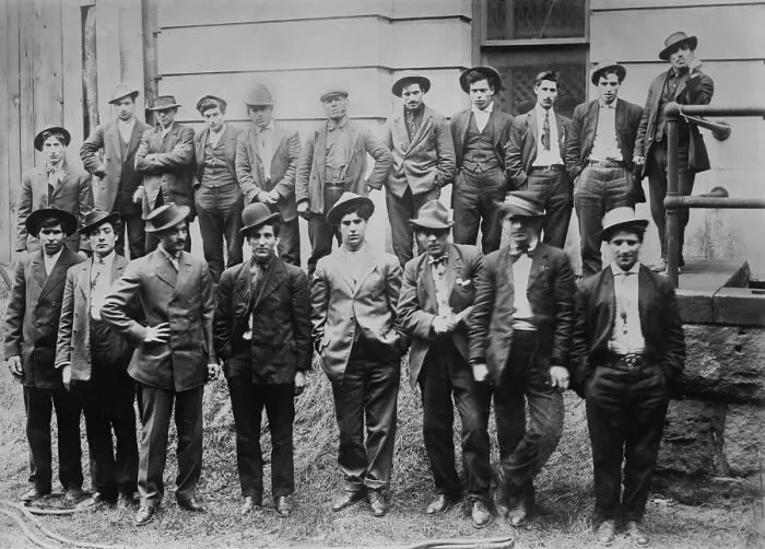 Framed Print : Some of the 100 Italian and Slavic coal miners arrested following a strike riot in which a constable, William Riggs, was killed in Feb. 1915 in Fairmont, West Virginia
