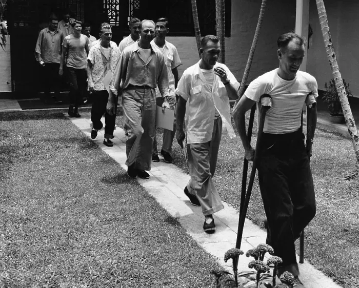 Framed Print : The 11-man B-29 crew commanded by Col. John Arnold released by Chinese on Aug. 4, 1955. They were shot down on Jan Framed Print : The 11-man B-29 crew commanded by Col. John Arnold released by Chinese on Aug. 4, 1955. They were shot down on Jan