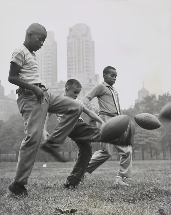Framed Print : 11 year olds in the Punt, Pass, and Kick competition at Heckscher playground in Central Park. - (BSLOC_2015_1_218)