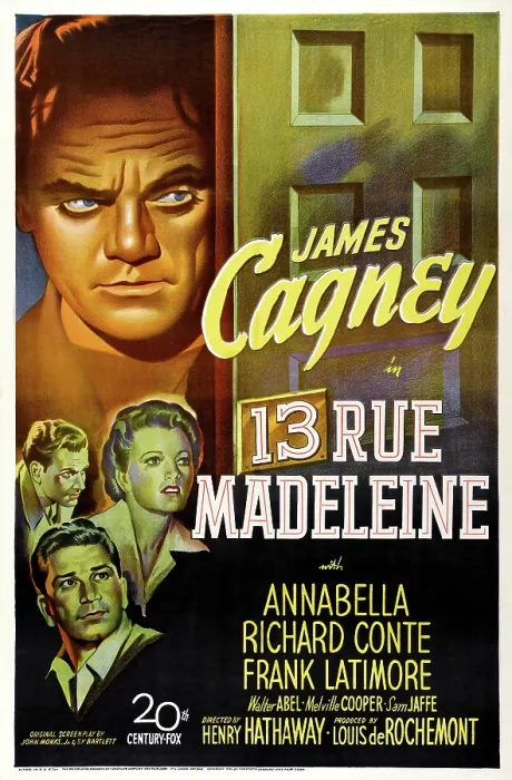 Framed Print : 13 RUE MADELEINE, from top: James Cagney, Annabella, Richard Conte, Frank Latimore, 1947, TM and Copyright 20th Century Fox Film Corp