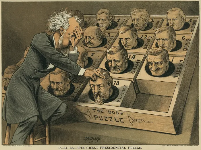 Framed Print : 15--14--13.THE GREAT PRESIDENTIAL PUZZLE, with Republican Senator Roscoe Conkling, for 1880