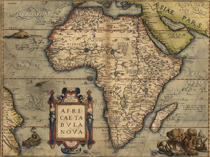 Framed Print : 1570 map of Africa by Abraham Ortelius. Map shows place names, settlements, rivers, lakes mountains, coasts, and islands. South Atlantic Ocean and Eastern South America are shown Framed Print : 1570 map of Africa by Abraham Ortelius. Map shows place names, settlements, rivers, lakes mountains, coasts, and islands. South Atlantic Ocean and Eastern South America are shown