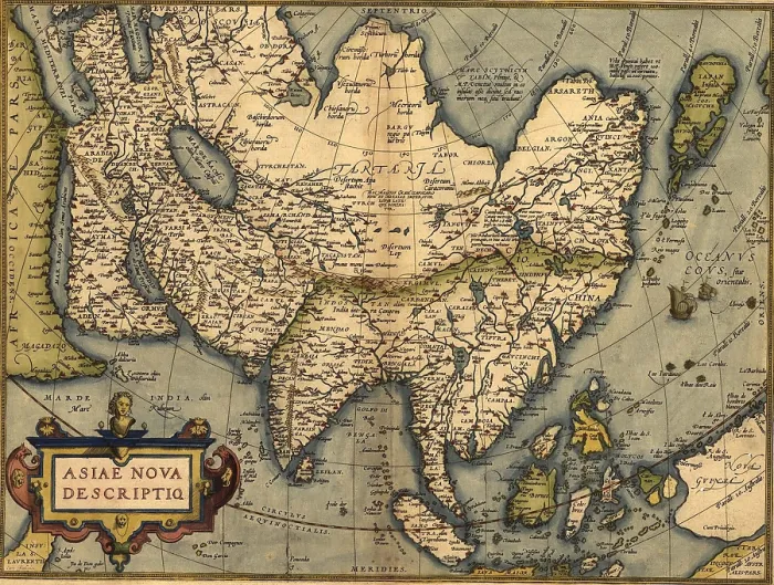Framed Print : 1570 map of Asia, from Abraham Ortelius atlas, 'Theatrvm orbis terrarvm'(Epitome of the Theater of the Worlde)